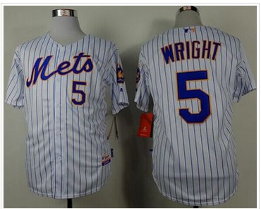 New York Mets #5 David Wright White(Blue Strip) Home Cool Base Baseball Jersey