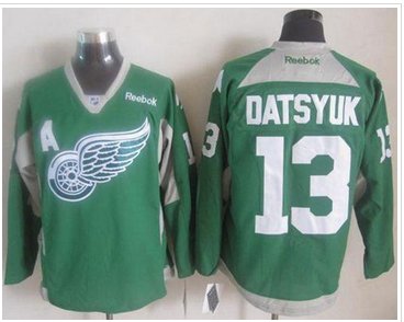 Detroit Red Wings #13 Pavel Datsyuk Green Practice Stitched NHL Jersey