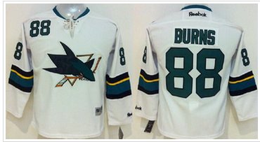 San Jose Sharks #88 Brent Burns White Stitched Youth NHL Jersey