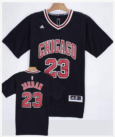 Chicago Bulls #23 Michael Jordan Black Short Sleeve Stitched NBA Jersey