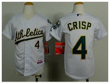 Women's MLB Athletics #4 Coco Crisp White Cool Base Baseball Jersey