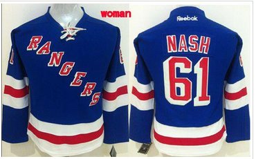 New York Rangers #61 Rick Nash Blue Home Women's Stitched NHL Jersey