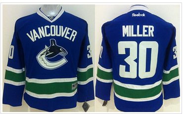 Youth Canucks #30 Ryan Miller Blue Stitched NHL Jersey
