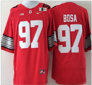 Ohio State Buckeyes Jersey 97 Joey Bosa 2015 Playoff Rose Bowl Special Event Diamond Quest Red 2015 BCS Patch Jerseys
