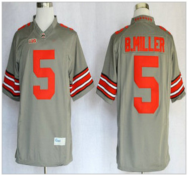 Ohio State Buckeyes Jersey 5 Baxton Miller 2013 Gray Big 10 Patch Limited Jerseys