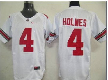 Buckeyes #4 Santonio Holmes White Embroidered NCAA Jersey