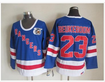 New York Rangers #23 Beukeboom 75 anniversary Blue Stitched NHL Jersey
