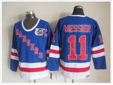 New York Rangers #11 Messier 75 anniversary Blue Stitched NHL Jersey