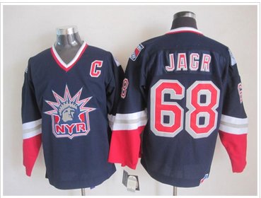 New York Rangers #68 JAGR Messier Dark Blue S titched NHL Jersey