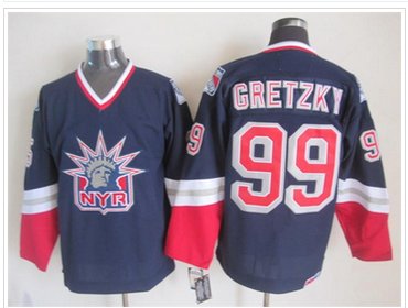 New York Rangers #99 GRETZKY Messier Dark Blue S titched NHL Jersey