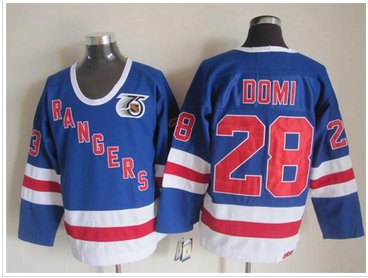 New York Rangers #28 DOMI 75 anniversary Blue Stitched NHL Jersey