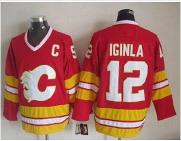 Calgary Flames #12 Jarome Iginla Red CCM Throwback Stitched NHL Jersey