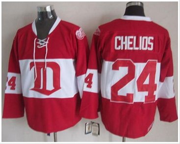 Detroit Red Wings #24 Chris Chelios Red Winter Classic CCM Throwback Stitched NHL jersey