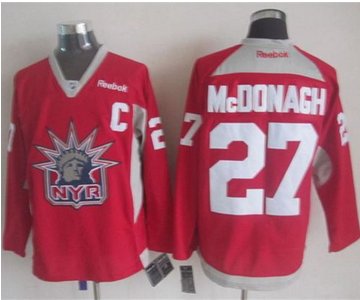 New York Rangers #27 Ryan McDonagh Red Statue of Liberty Practice Stitched NHL Jersey