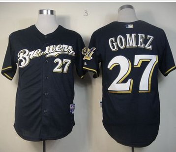 Milwaukee Brewers #27 carlos Gomez Stitched Blue Cool Base Baseball Jersey