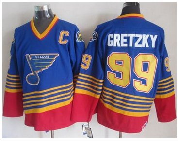 St Louis Blues #99 Wayne Gretzky Light Blue & Red CCM Throwback Stitched NHL jersey