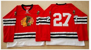 Mitchell And Ness 1960-61 Chicago Blackhawks #27 Johnny Oduya Red Stitched NHL Jersey