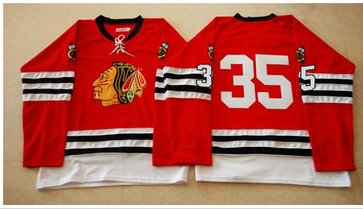 Mitchell And Ness 1960-61 Chicago Blackhawks #35 Tony Esposito Red Stitched NHL Jersey