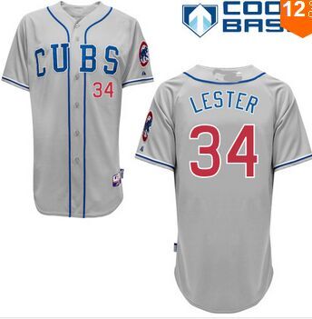 Cheap  #34 Jon Lester Jersey Chicago Cubs Baseball Jerseys Stripe gray Authentic Jon Lester Stitched Jersey