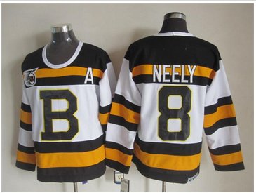 Boston Bruins #8 Neely 75 anniversary Stitched Black NHL Jersey