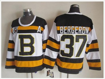 Boston Bruins #37 Patrice Bergeron 75 anniversary Stitched NHL Jersey