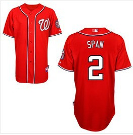 Top costurado Washington Nationals #2 Denard Span Baseball red Jersey aceitar o transporte da gota