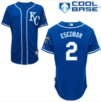 Kansas City Royals 2 Alcides Escobar  blue Baseball Jersey 2015 homens personalizado bordado costurado camisa frete ordem Mix