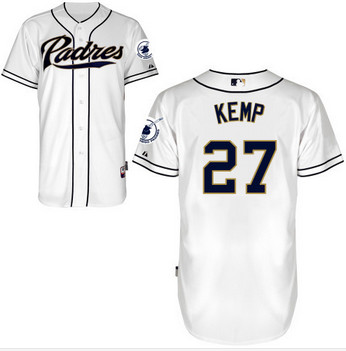 2015San Diego Padres jerseys 27 Matt Kemp stittched homens baratos Baseball  white Jersey  camisas bordado