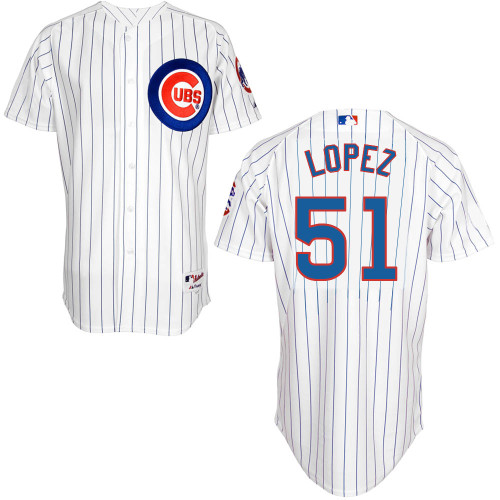 Chicago Cubs 51# Lopez White Authentic Personalized Home Jersey