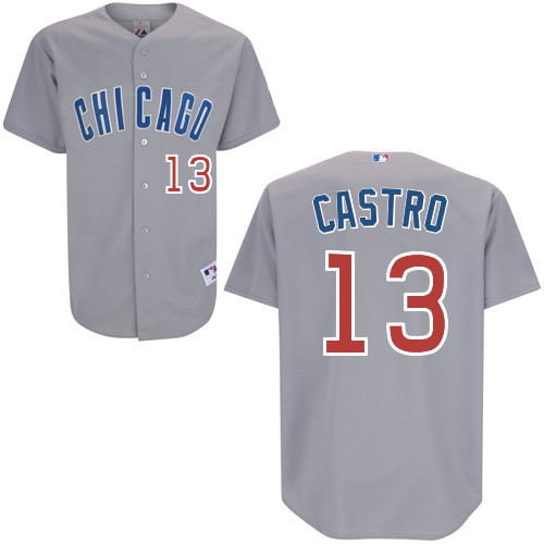 Chicago Cubs 13# Castro Grey Authentic Personalized Road Jersey