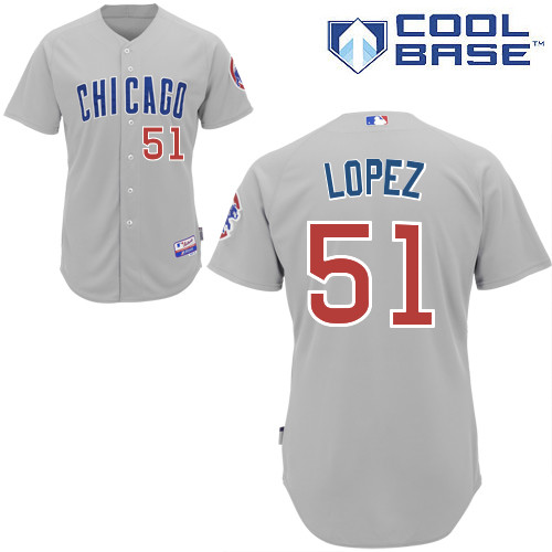 Chicago Cubs 51# Lopez Grey Authentic Personalized Road cool Jersey