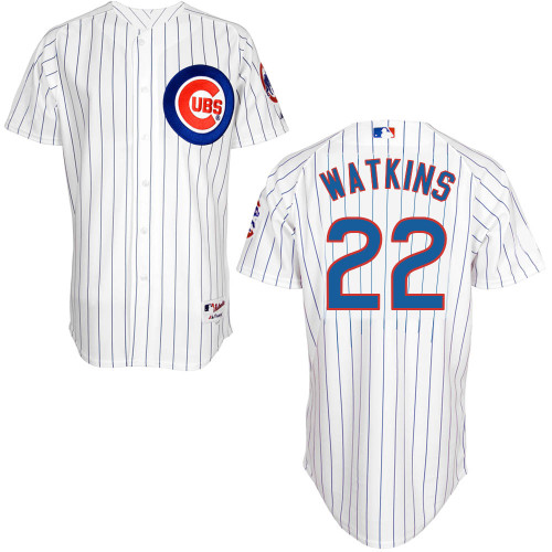 Chicago Cubs 22# Watkins White Authentic Personalized Home Jersey