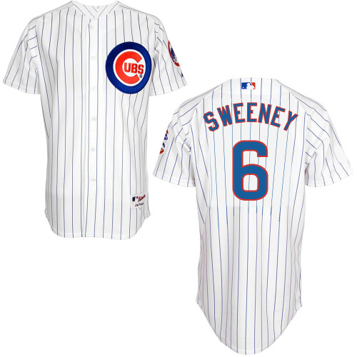 Chicago Cubs 6# Sweeney White Authentic Personalized Home Jersey