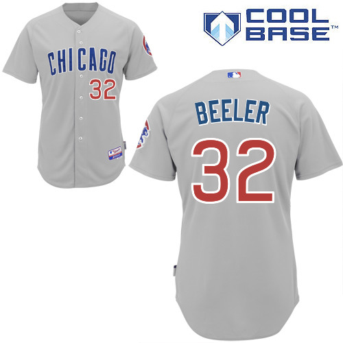 Chicago Cubs 32# Beeler Grey Authentic Personalized Road cool Jersey