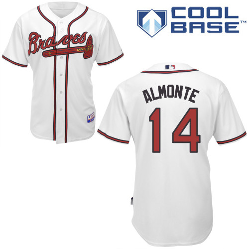 Atlanta Braves #14 Almonte White Authentic Personalized Home Jersey