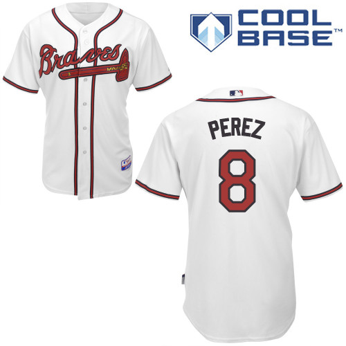Atlanta Braves #8 Perez White Authentic Personalized Home Jersey
