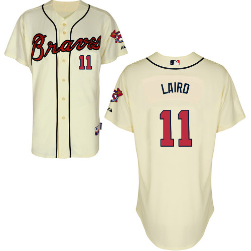 Atlanta Braves #11 Laird Beige Authentic Personalized Alternate Jersey