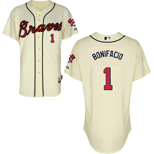 Atlanta Braves #1 Bonifacio Beige Authentic Personalized Alternate Jersey