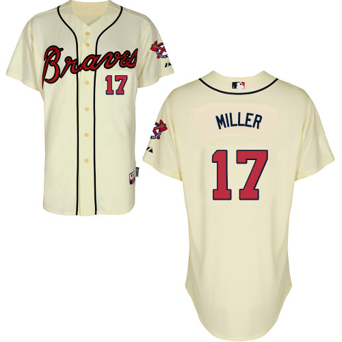 Atlanta Braves #17 Miller Beige Authentic Personalized Alternate Jersey