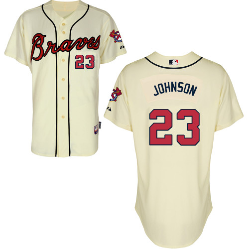 Atlanta Braves #23 Johnson Beige Authentic Personalized Alternate Jersey