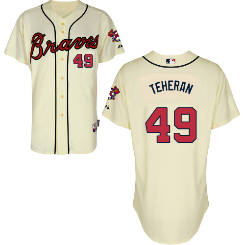 Atlanta Braves #49 Teheran Beige Authentic Personalized Alternate Jersey