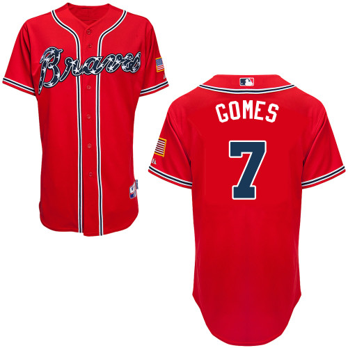 Atlanta Braves #7 Gomes Red Authentic Personalized Alternate Jersey