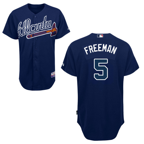 Atlanta Braves #5 Freeman Blue Authentic Personalized Alternate Road Jersey