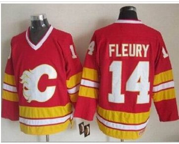 Calgary Flames #14 Theoren Fleury Red CCM Throwback Stitched NHL Jersey