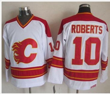 Calgary Flames #10 Gary Roberts White CCM Throwback Stitched NHL Jersey
