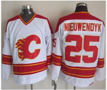 Calgary Flames #25 Joe Nieuwendyk White CCM Throwback Stitched NHL Jersey
