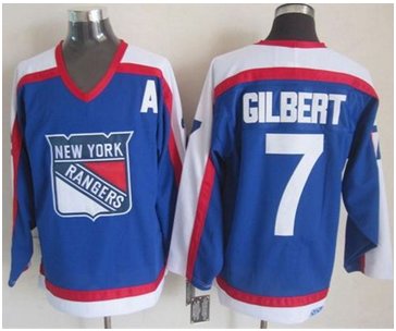 New York Rangers #7 Rod Gilbert Blue White CCM Throwback Stitched NHL Jersey