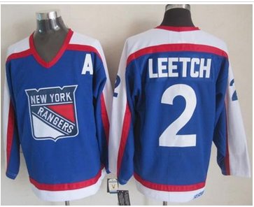 New York Rangers #2 Brian Leetch Blue White CCM Throwback Stitched NHL Jersey