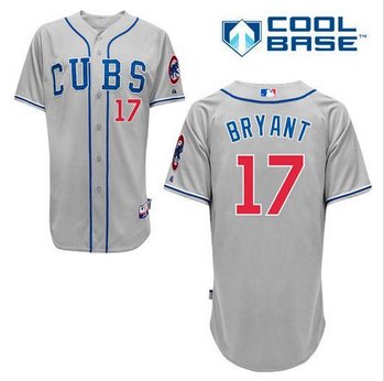Chicago Cubs #17 Kris Bryant Grey Alternate Road Cool Base Stitched Baseball Jersey