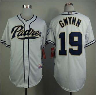 San Diego Padres #19 Tony Gwynn White Home Cool Base Stitched Baseball Jersey